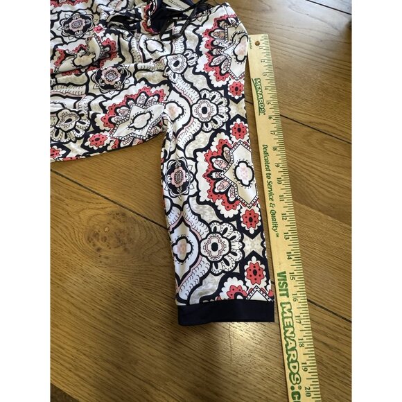 Liz Claiborne Dress Women Size Medium Stretch 3/4 Sleeve Colorful Tie Waist Line - Picture 6 of 12